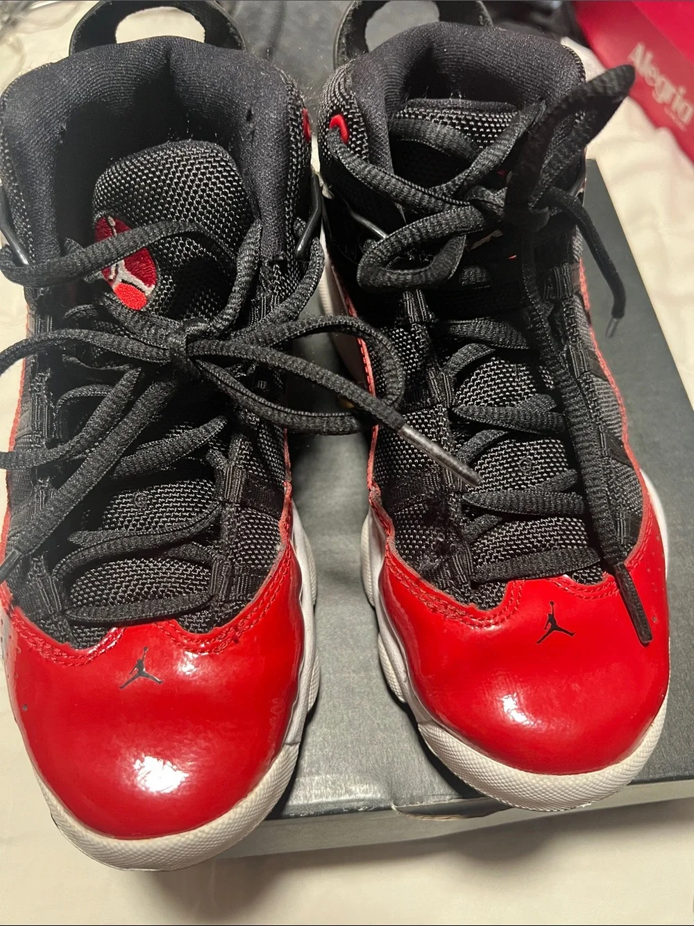 Jordan Kids' Black and Red Patent Leather Sneakers